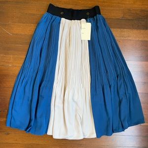 Flowy Color Blocked Pleated Skirt with elastic waistband NWT